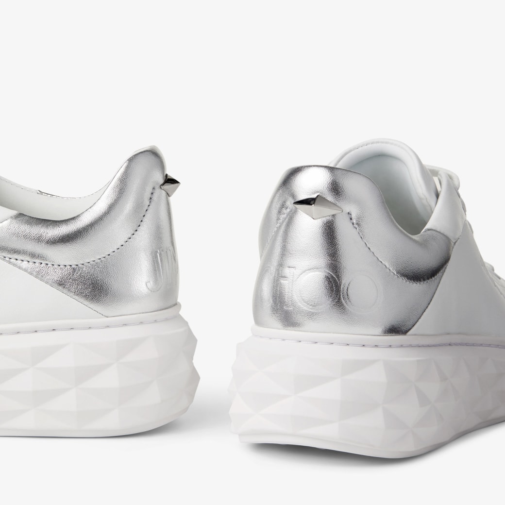 Diamond Maxi F Ii White and Silver Leather Trainers with