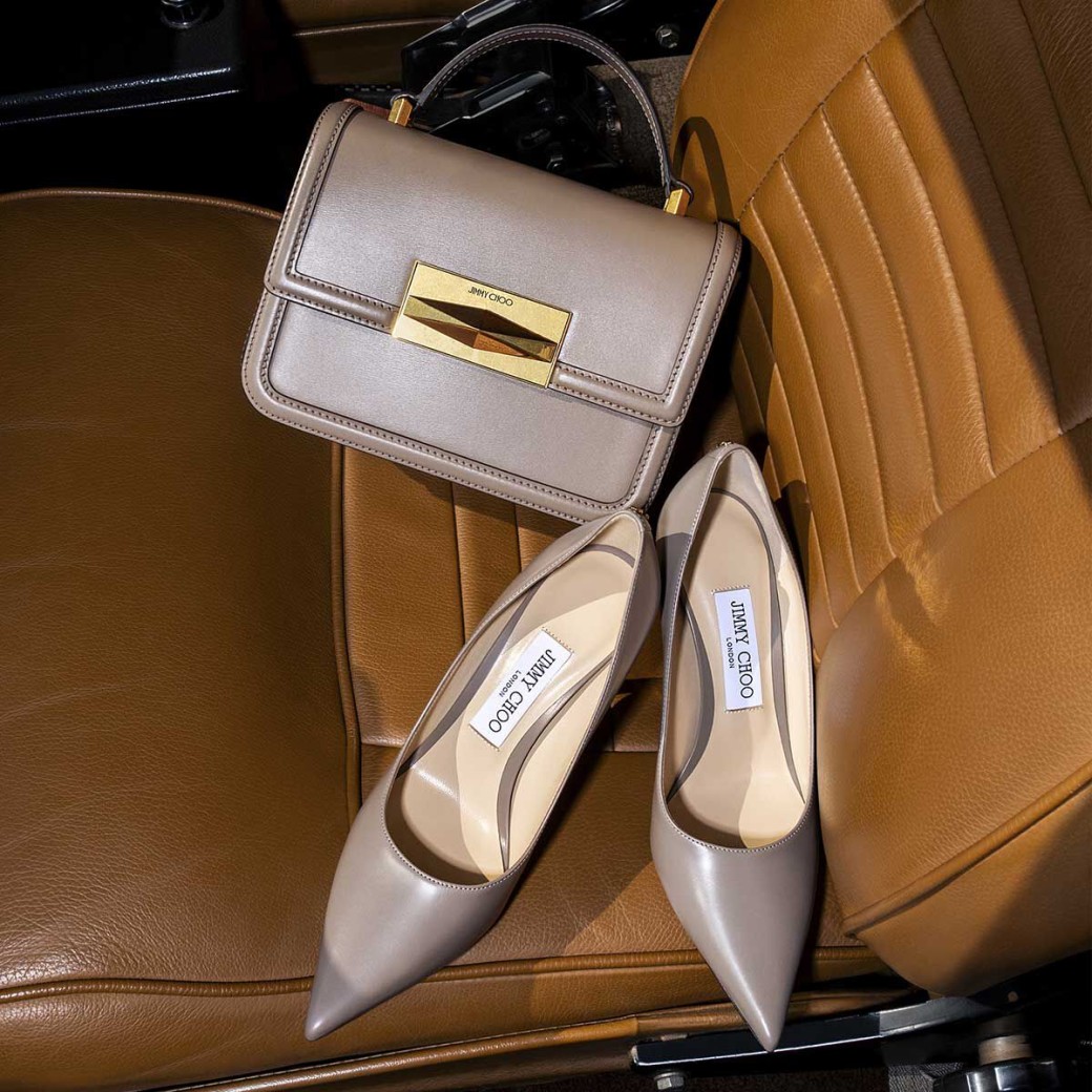 Gold top shop handle bag