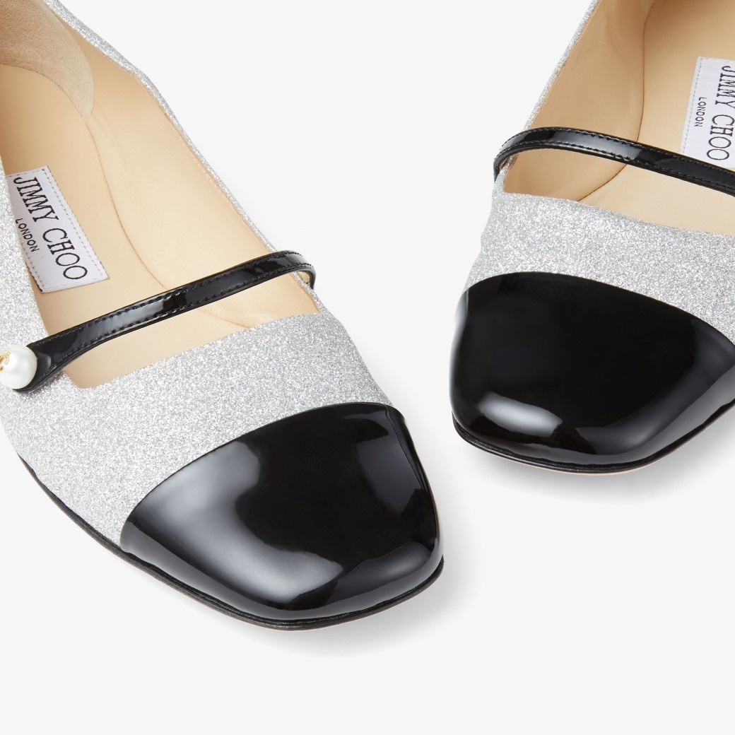 Black and 2025 silver flat shoes