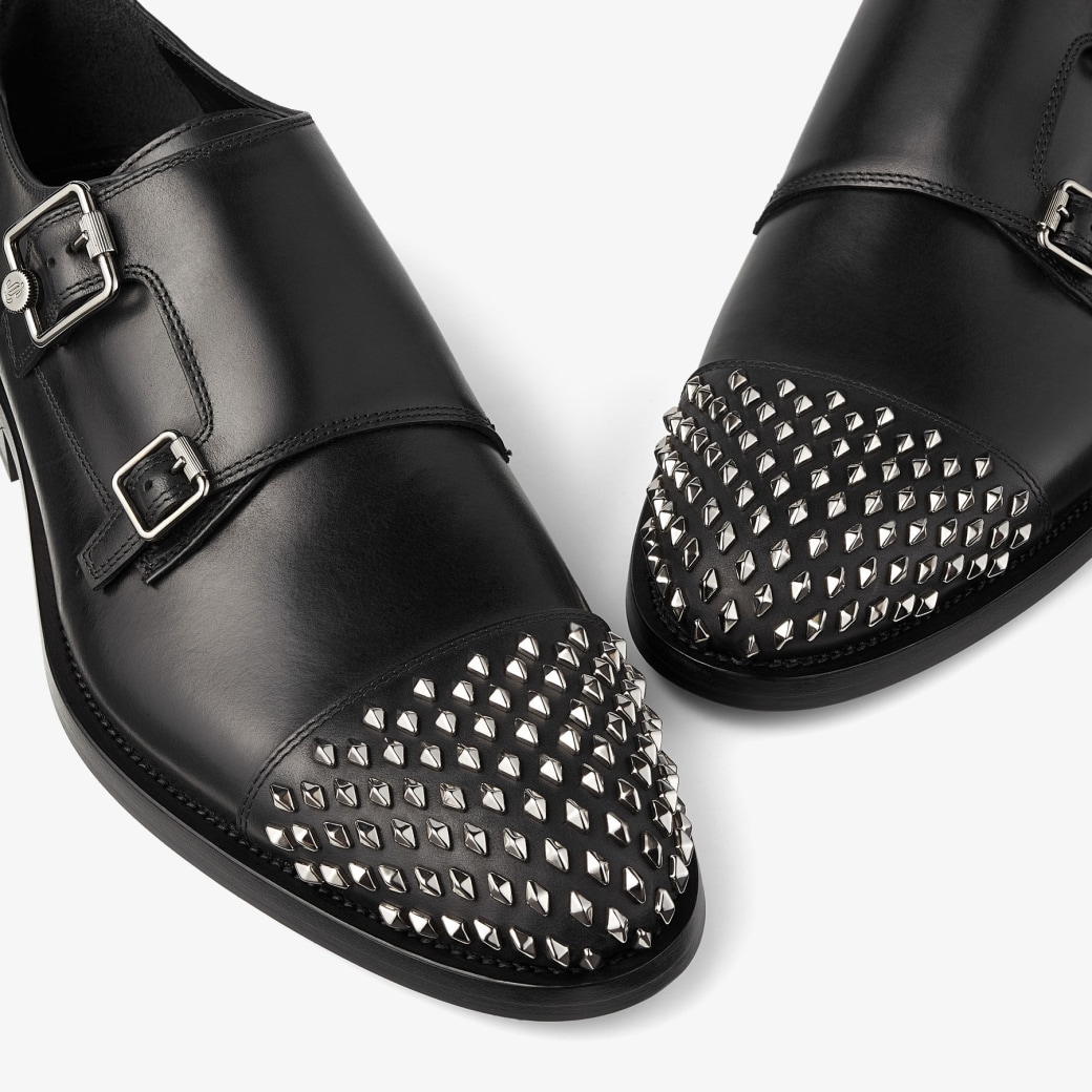 Mens black cheap studded shoes