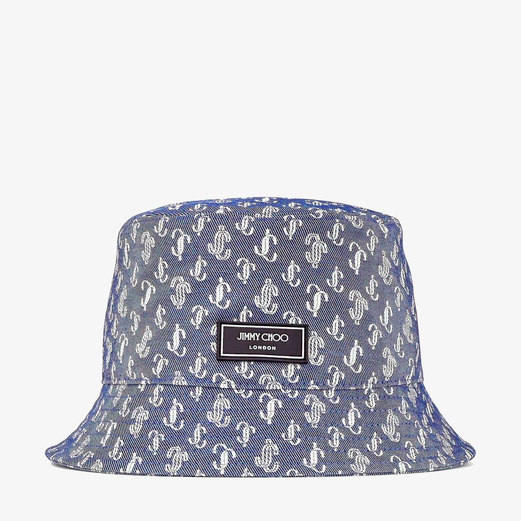 Denim JC Monogram-Jacquard Bucket Hat, RENATA