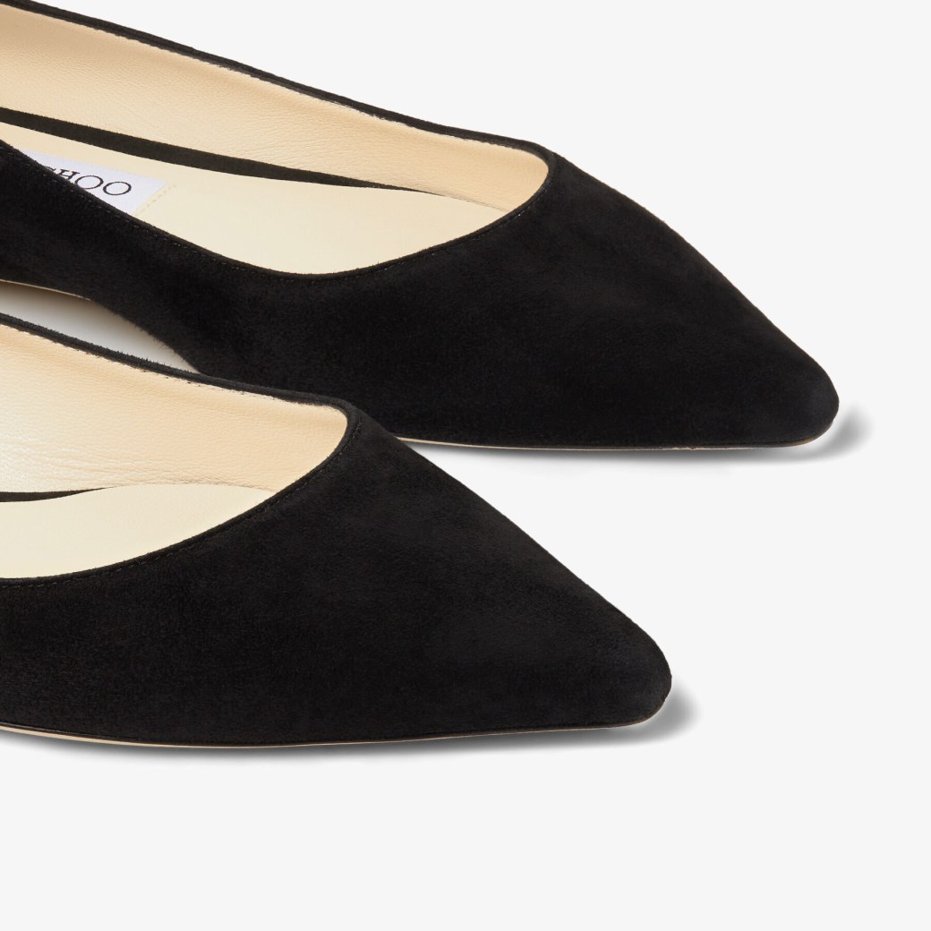 Black suede pointed toe flats hot sale
