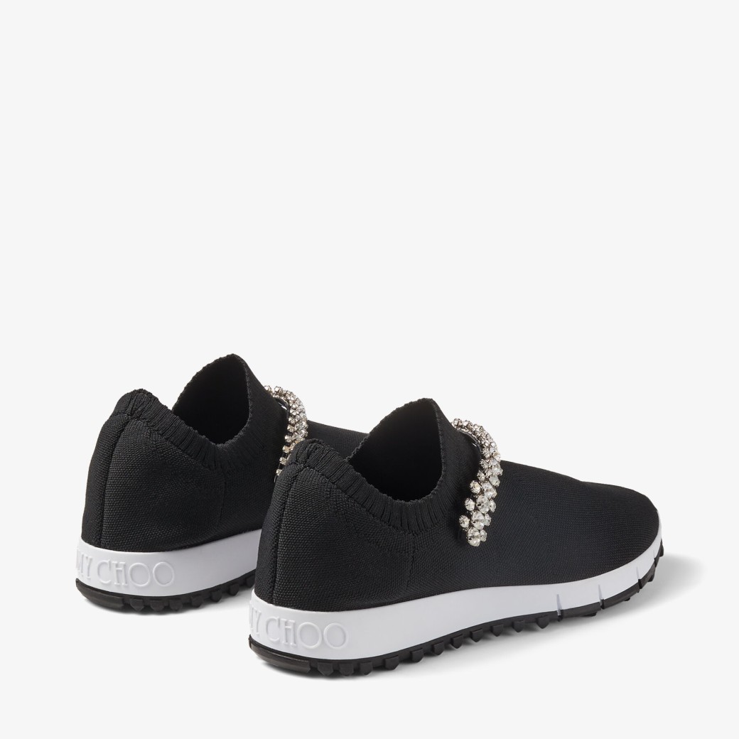 Black Knit Trainers with Crystal Embellishment VERONA Spring Summer 2023 JIMMY CHOO UK