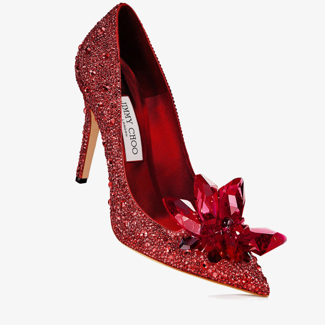 Red Crystal Covered Pointy Toe Pumps Alia Pre Fall 18 JIMMY CHOO