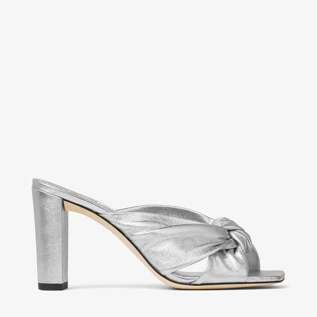 Silver metallic mules top