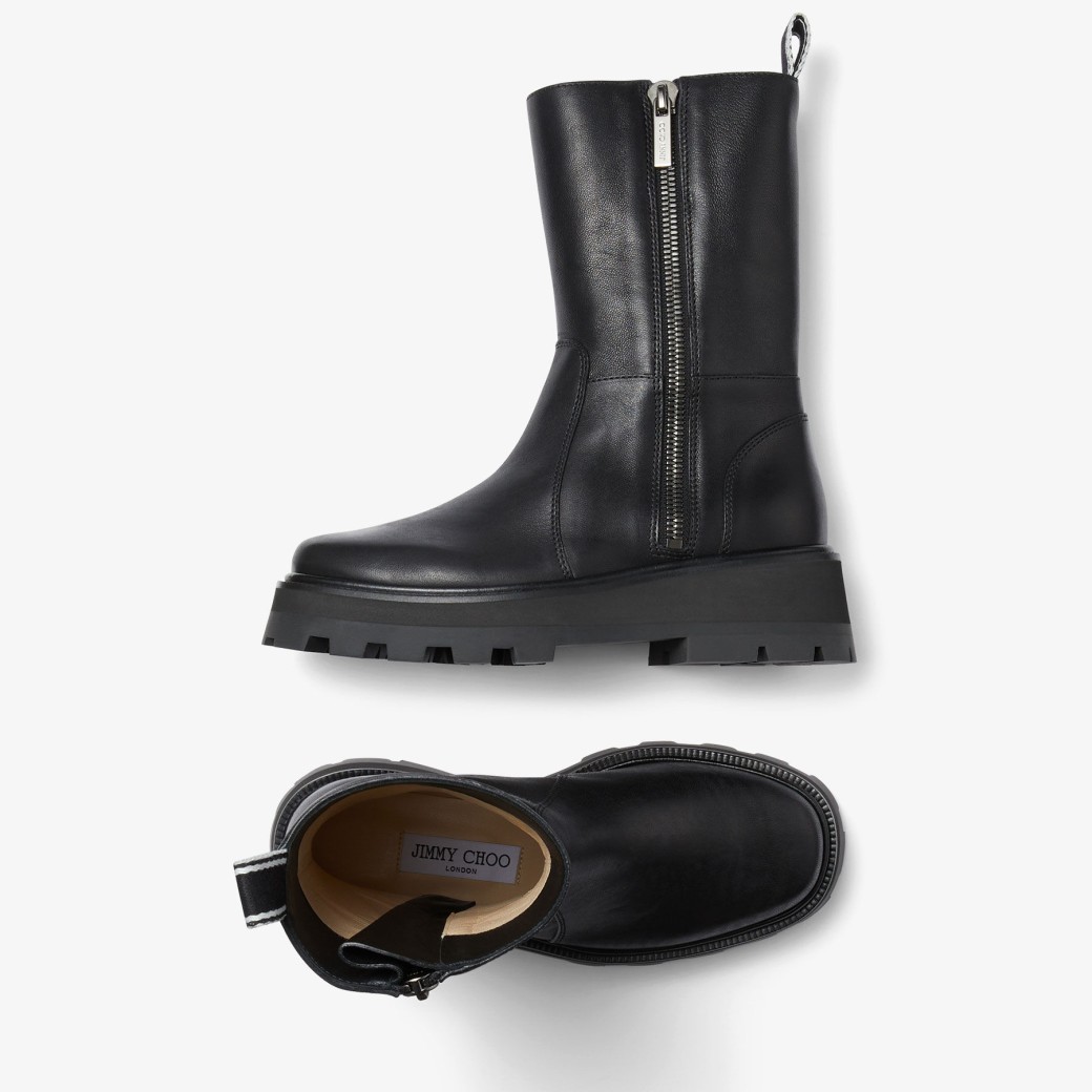 Black Soft Nappa Leather Boots | BAYU FLAT | Autumn 2022