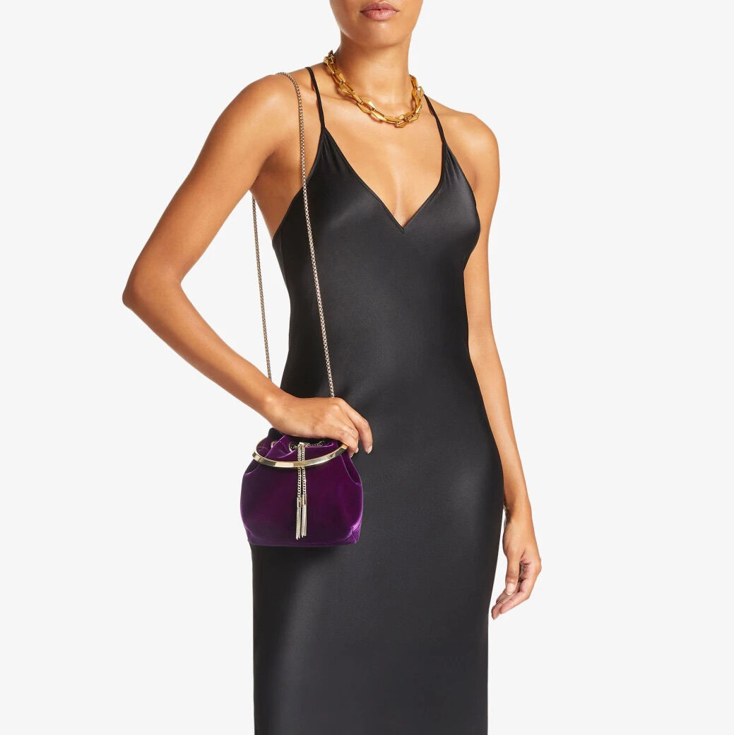 Bon Bon Cassis Velvet Handbag with Metal Handle JIMMY CHOO