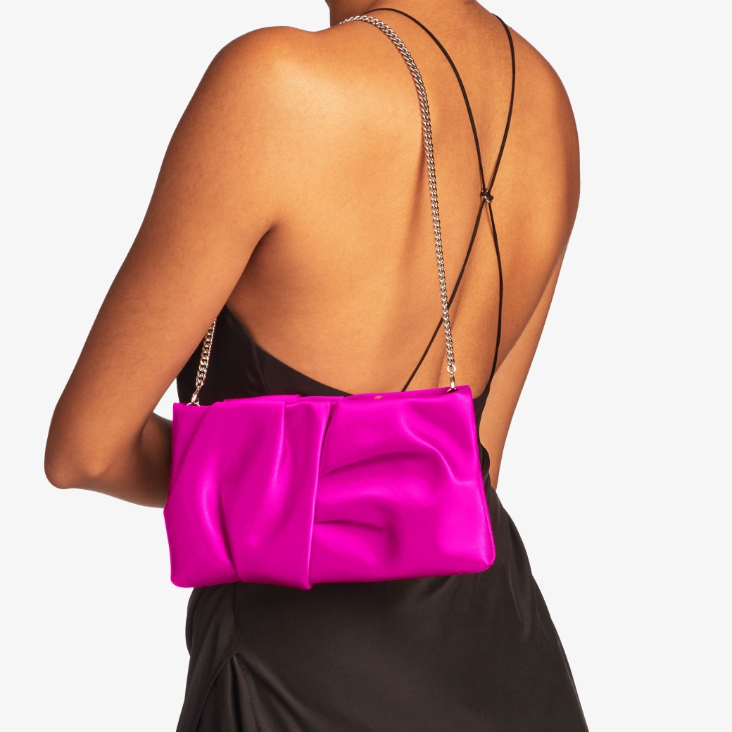 Pink satin evening bag deals