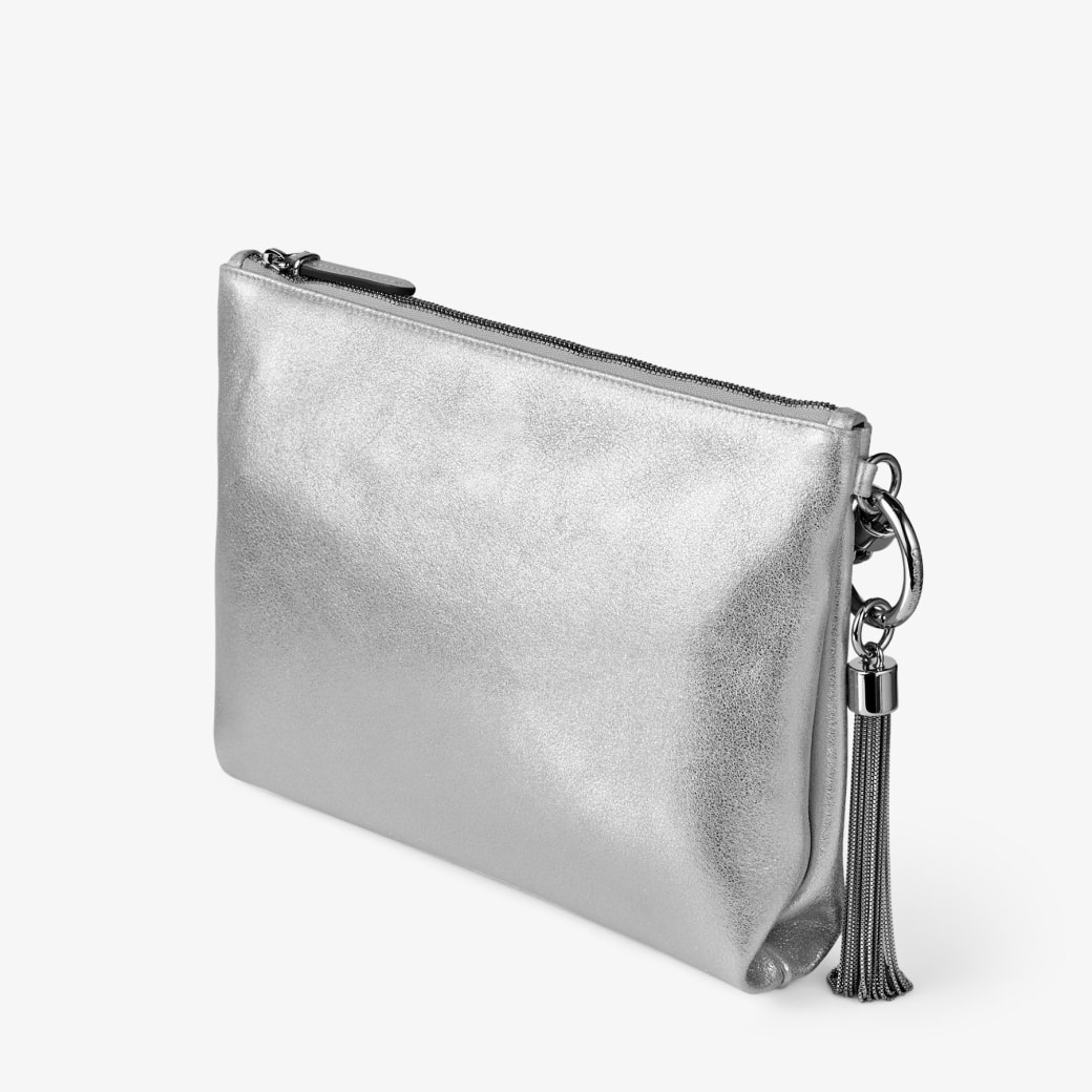 Grey Beaded Evening Clutch Bag / Grey Silk Handbag / Silver Wristlet /  Bridal Clutch #2454739 | Weddbook
