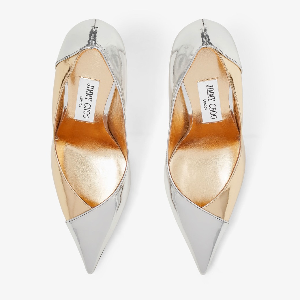 Silver and gold pumps top