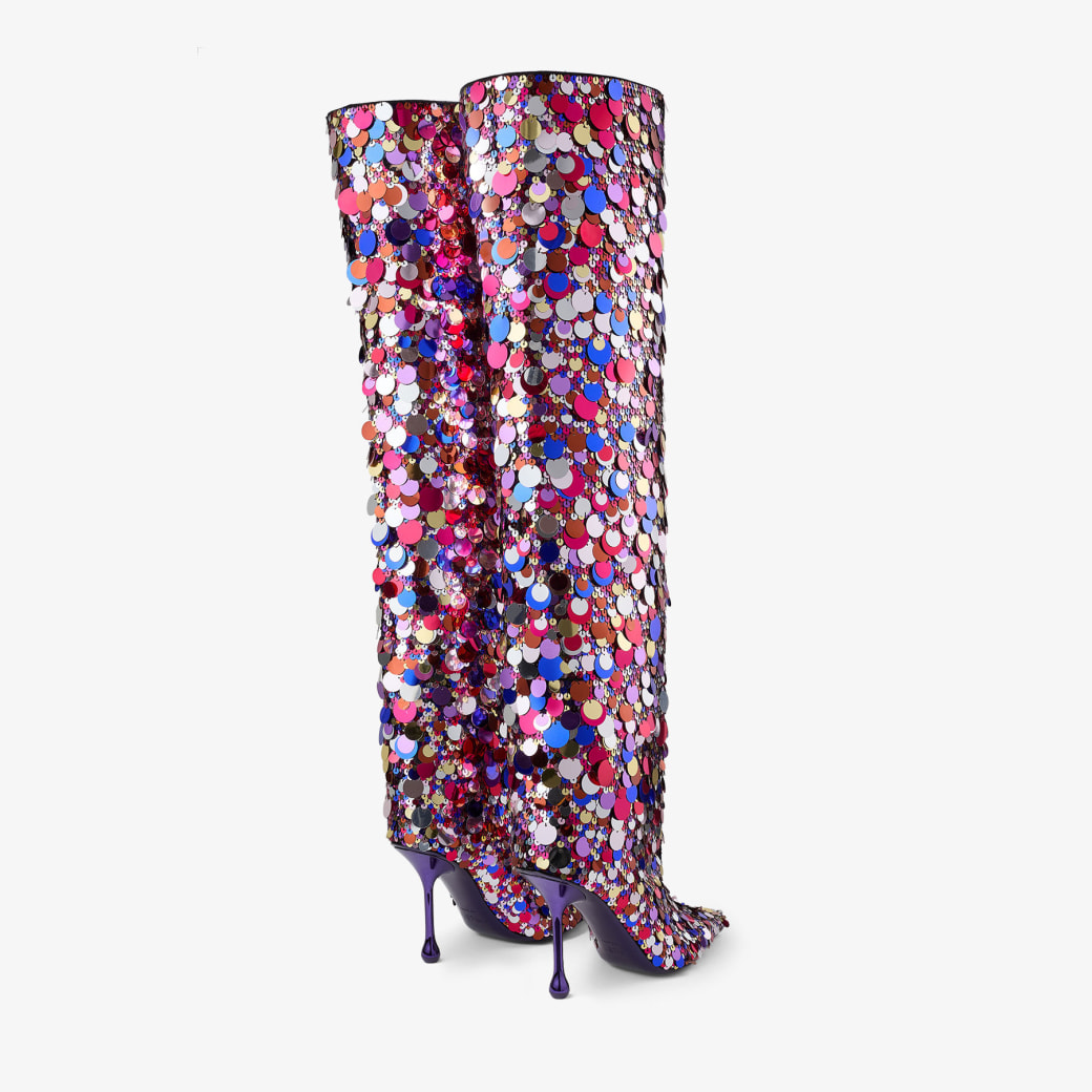 Cycas Knee Boot 95 Multi Satin Sequined Boot JIMMY CHOO