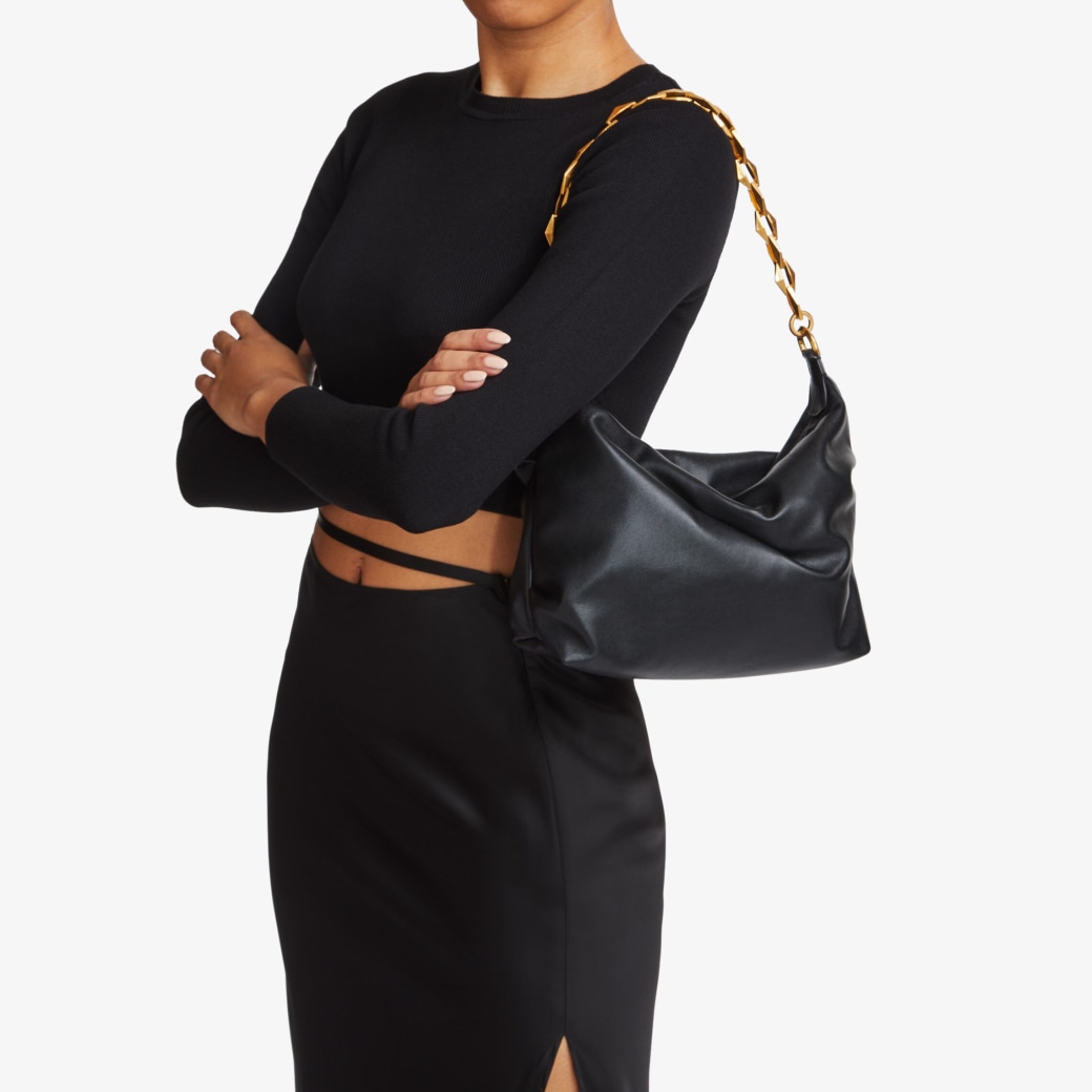 Soft black leather hobo bag clearance