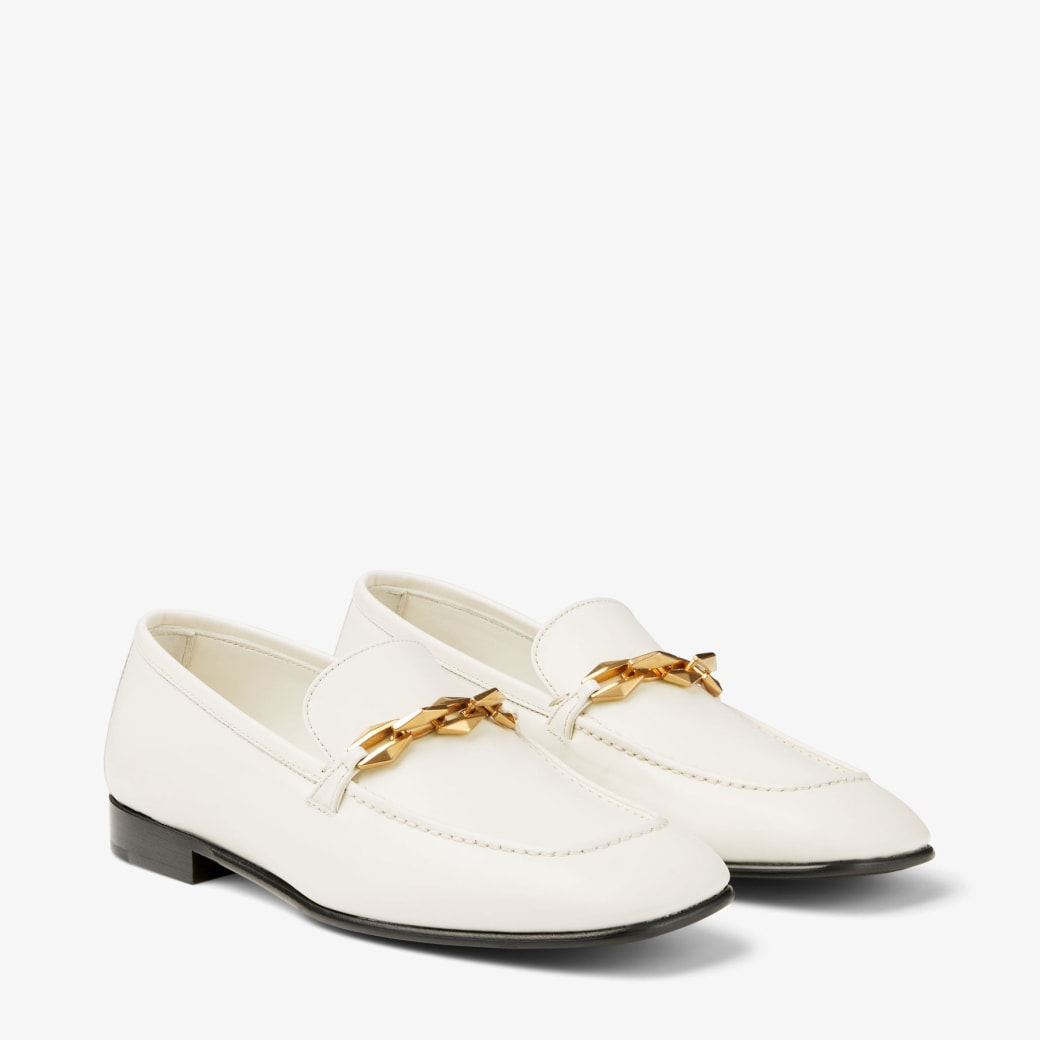 Mens white loafers with gold buckle on sale