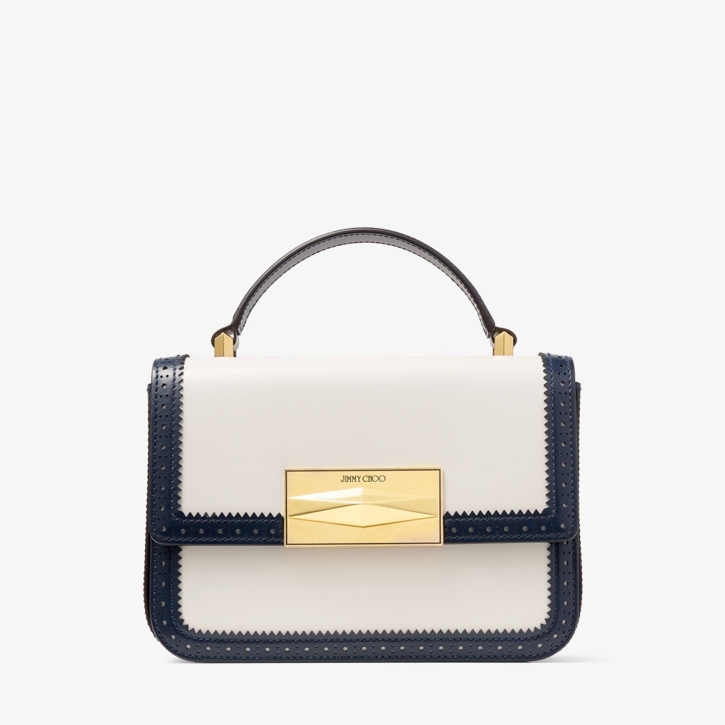 Diamond Top Handle Henkeltasche aus Leder in Marineblau Latte JIMMY CHOO