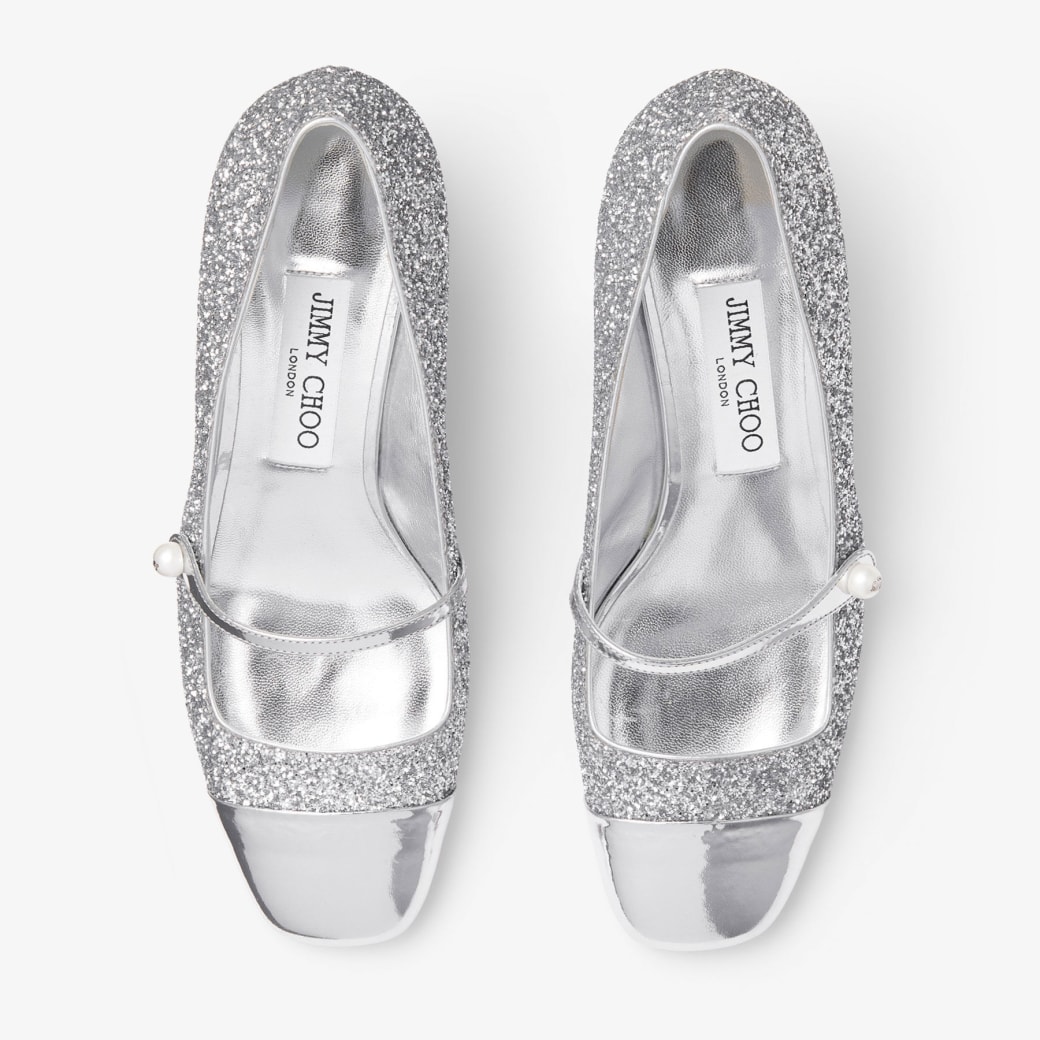 Elisa 45 Silver Glitter Leather Pumps JIMMY CHOO