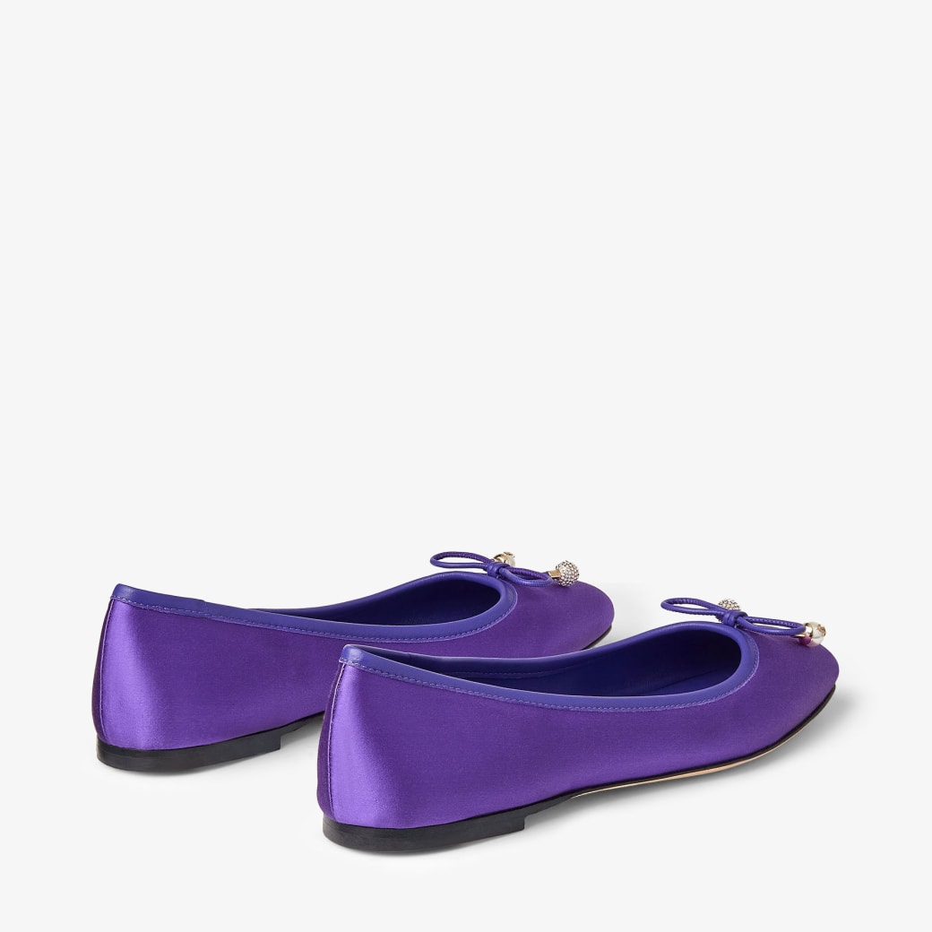 Elme Flat Purple Satin Flats with Pearl Embellishment JIMMY CHOO
