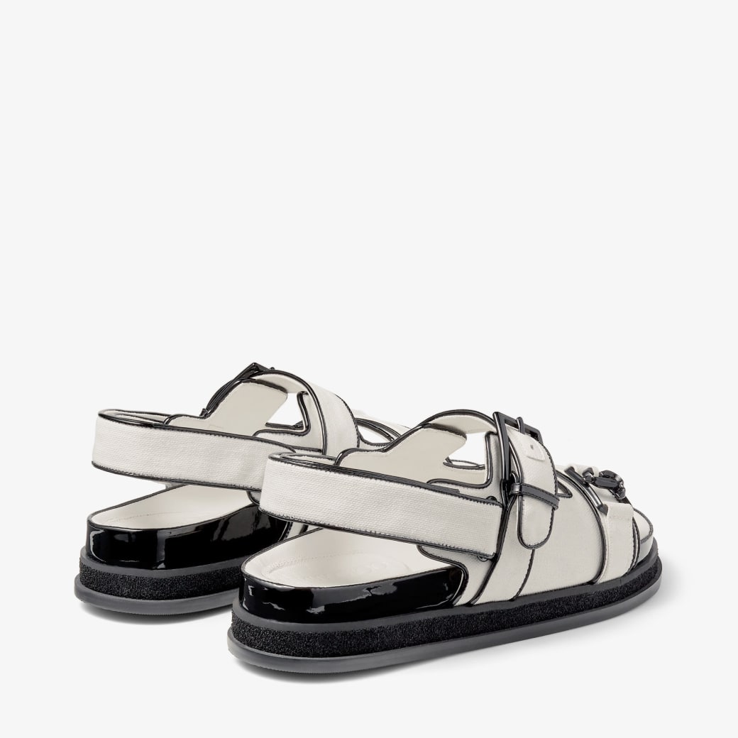 Elyn Flat Latte Linen Flat Sandals JIMMY CHOO