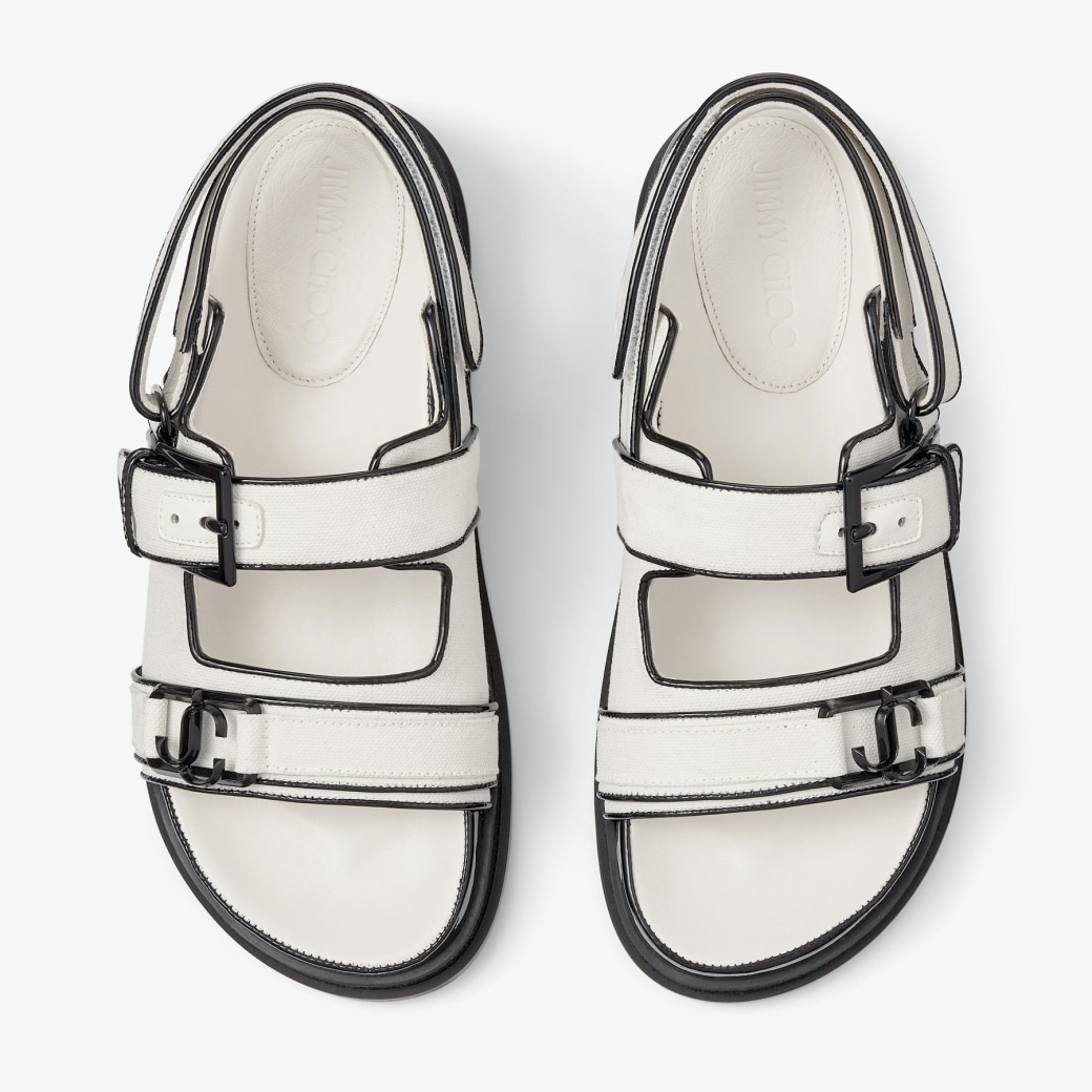 Elyn Flat Latte Linen Flat Sandals JIMMY CHOO