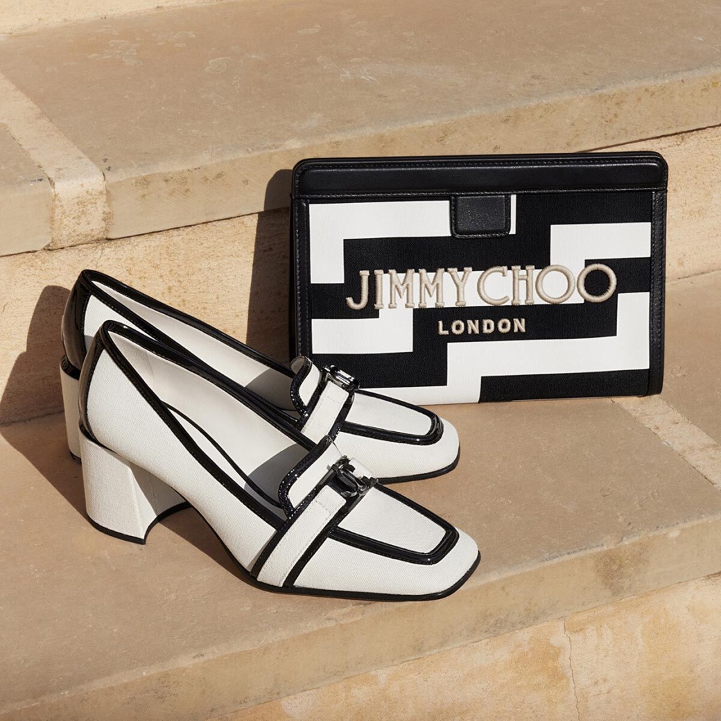 Evin 65 Latte Linen Loafers with JC Hardware JIMMY CHOO