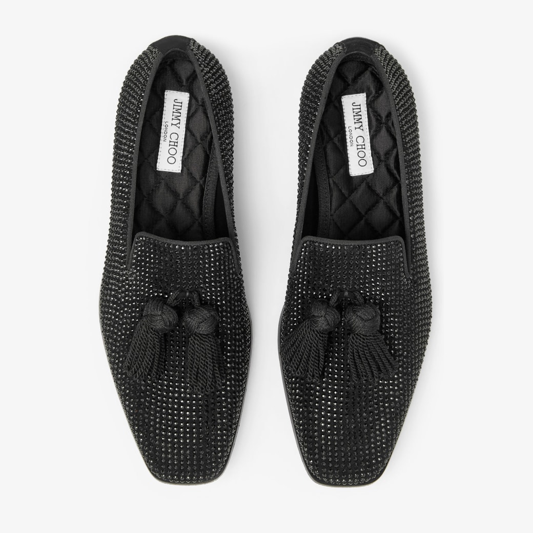 Foxley M Black Suede Slippers with Crystals New Collection JIMMY CHOO