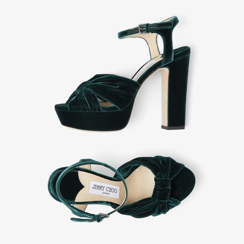 Green velvet outlet platform sandals