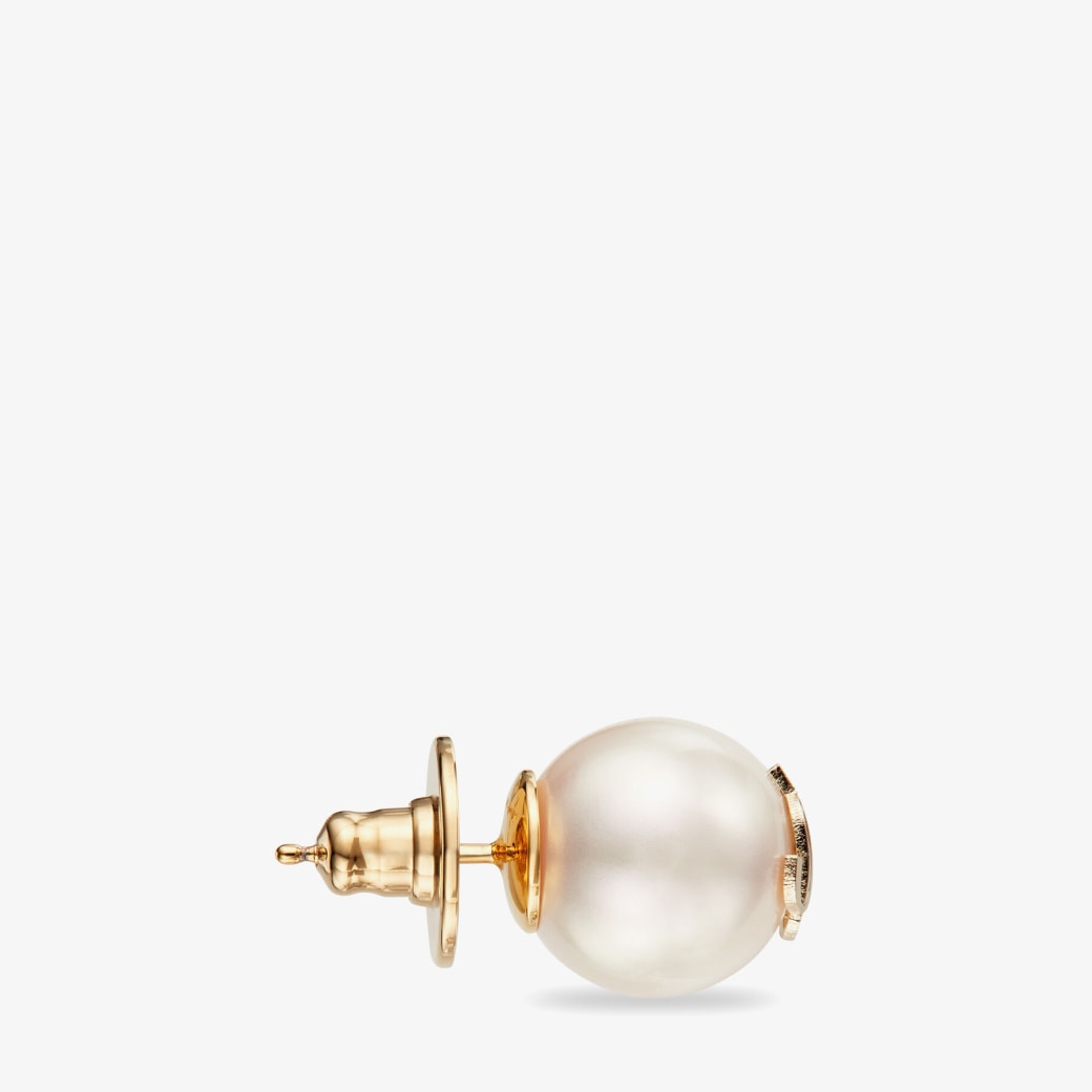Rose Gold Hammered Top Pearl Drop Earrings | Van Peterson London
