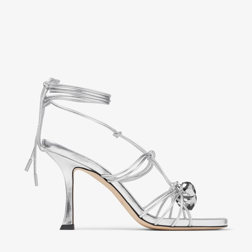 Jemma 90 Sandali in nappa effetto metallizzato color argento JIMMY CHOO