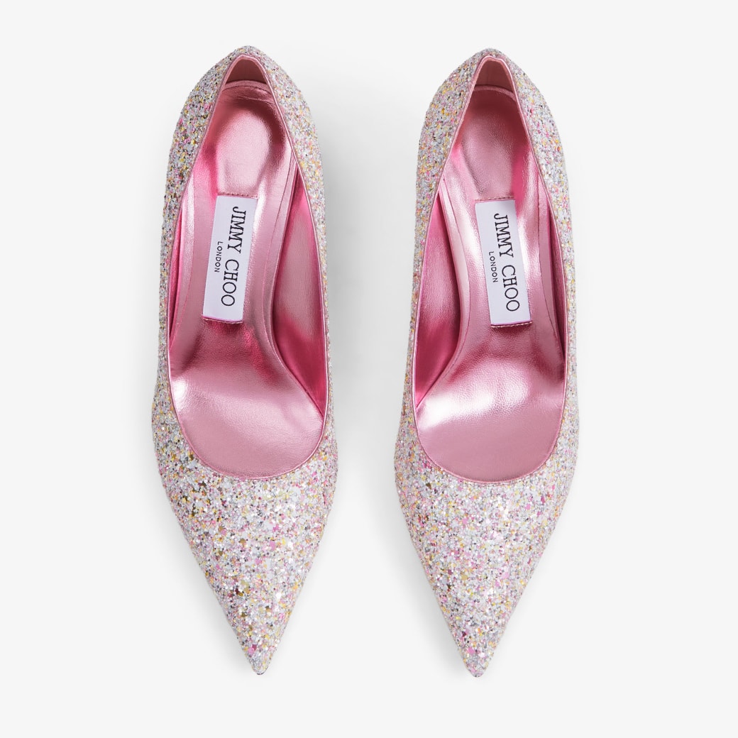 Love 65 Candy Pink Frosted Glitter Fabric Pumps JIMMY CHOO