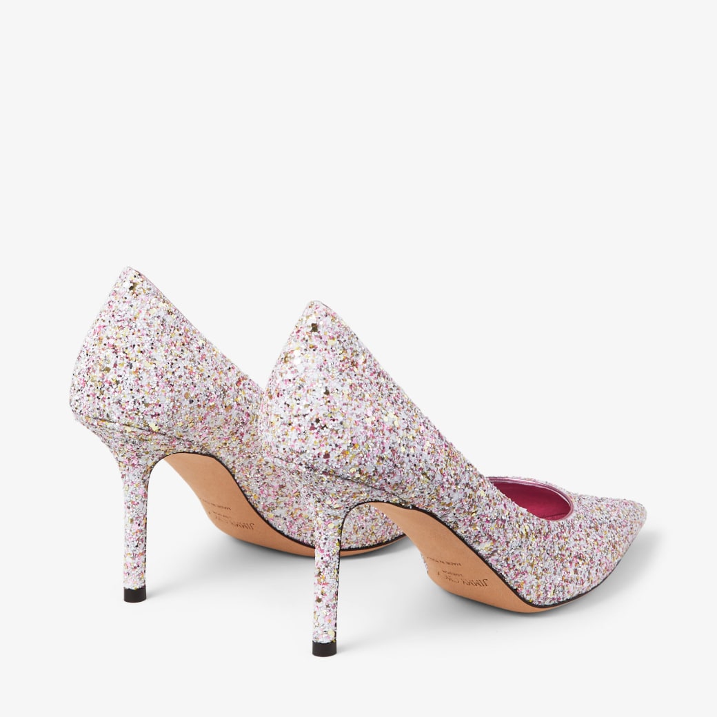Love 85 | Candy Pink Frosted Glitter Fabric Pumps | JIMMY CHOO
