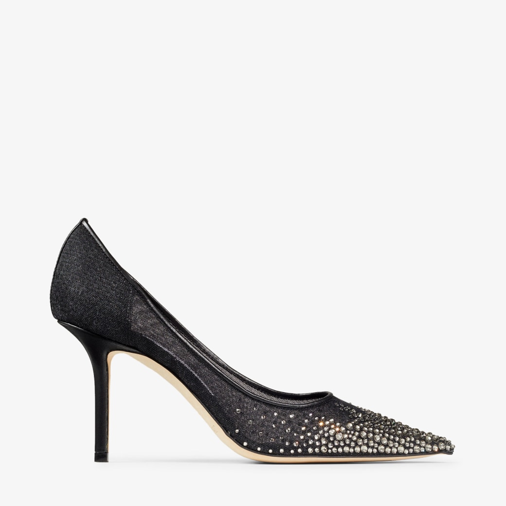 LOVE 85 Escarpins en r sille noire avec cristaux en d grad