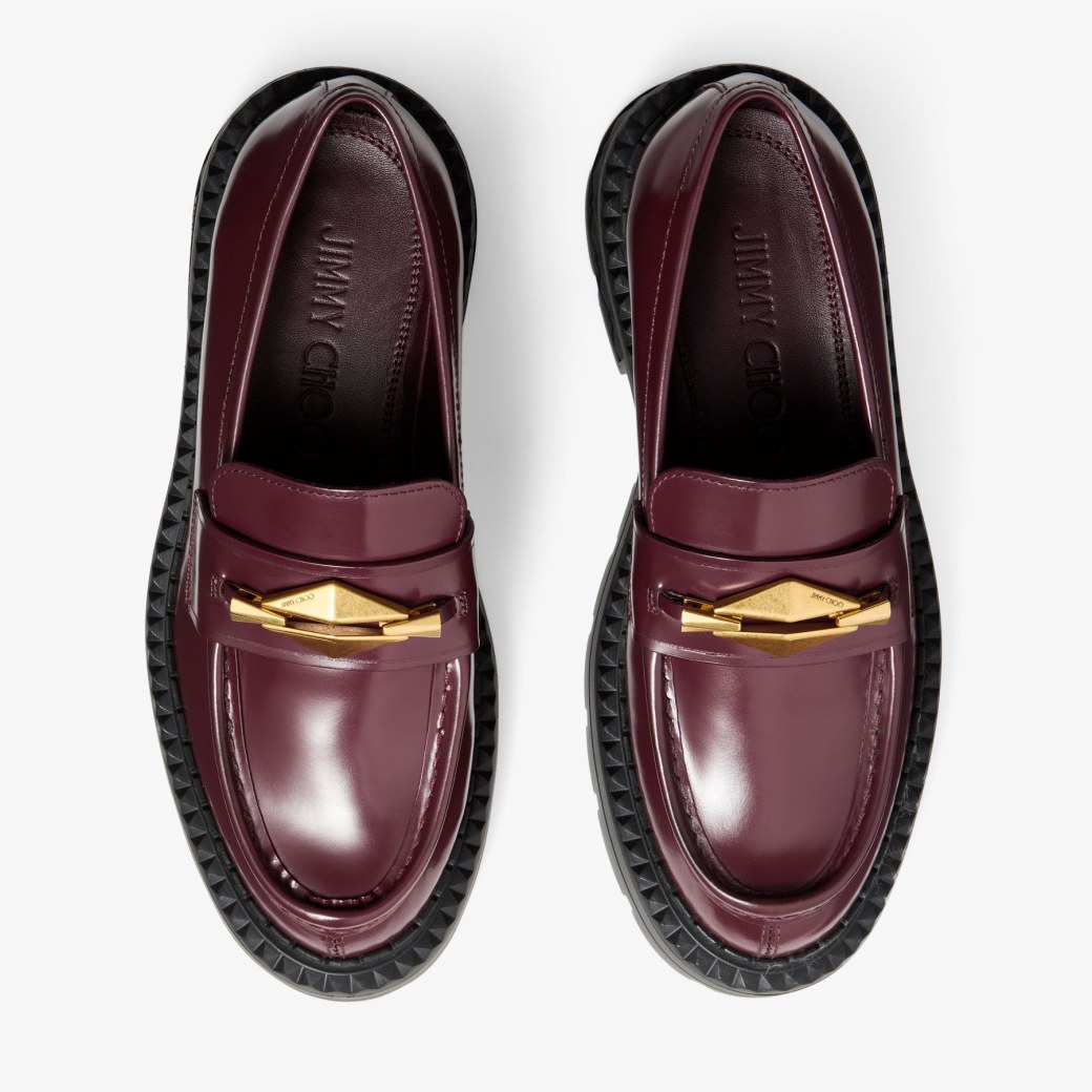 Marlow Diamond F Garnet Calf Leather Flats JIMMY CHOO