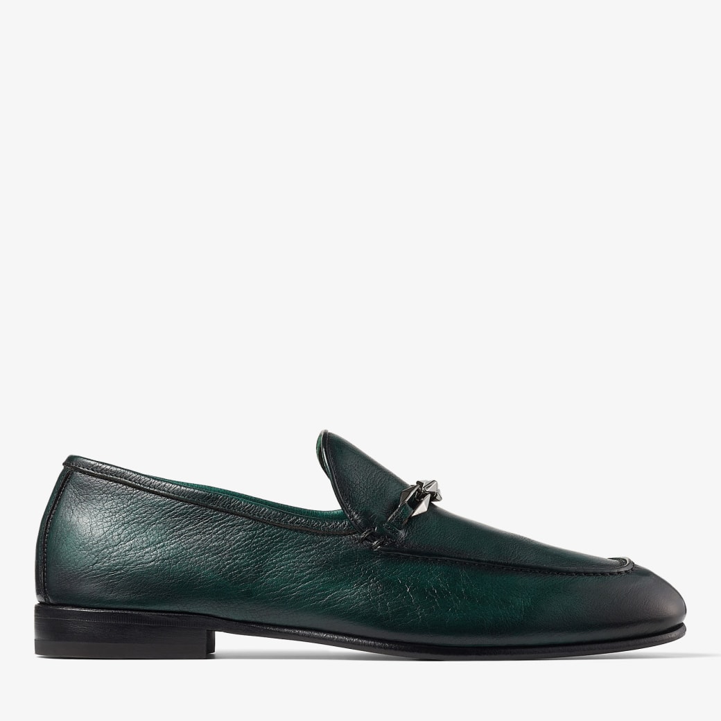 Green leather sales loafers mens