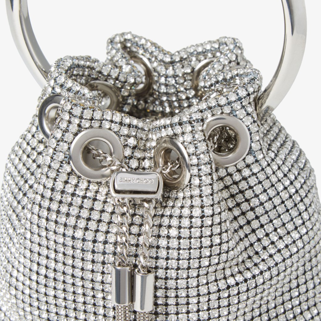 MICRO BON BON Silver Crystal Mesh Bag with Metal Handle Summer
