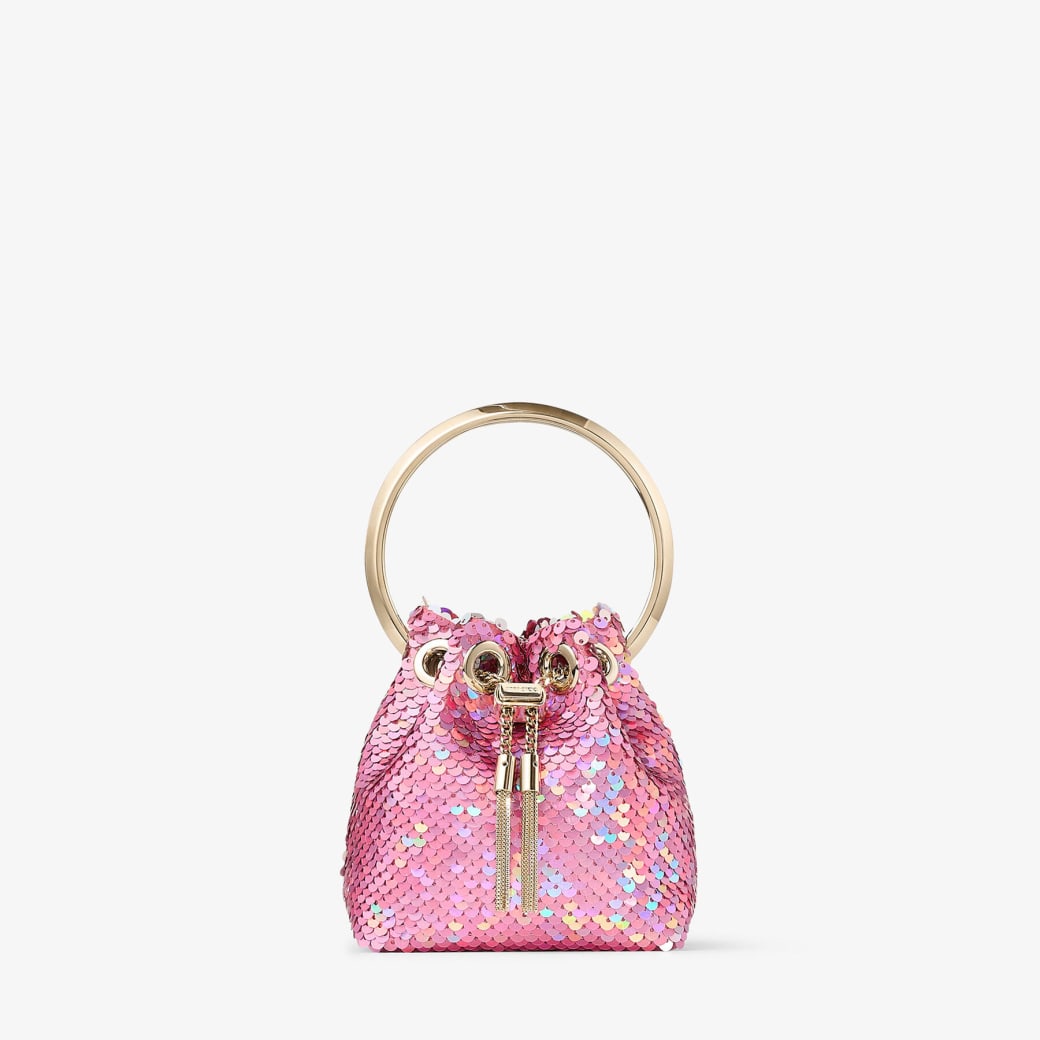 Micro Bon Bon Pink Gold Sequin Fabric Mini Bag JIMMY CHOO