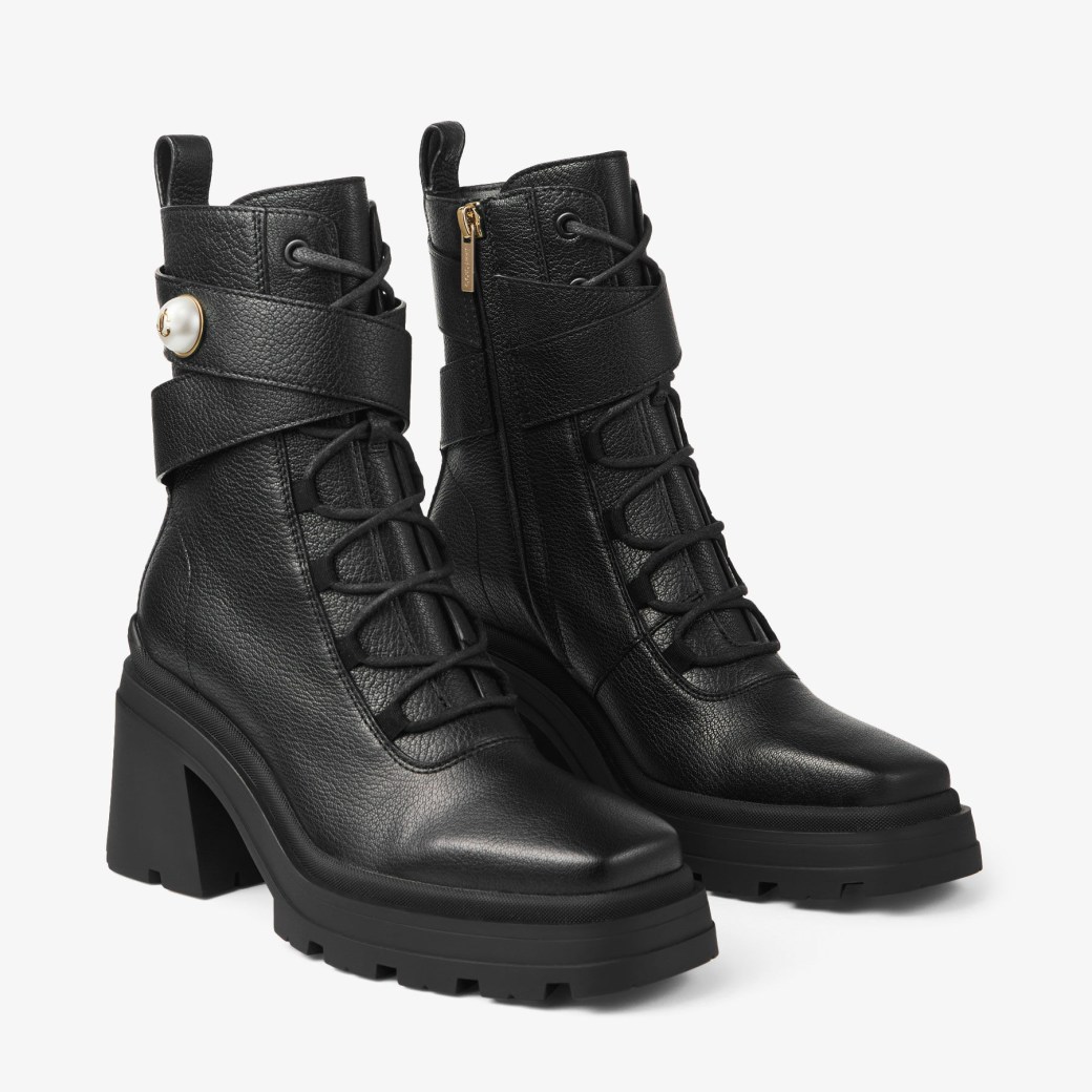 Noemi 80 Black Leather Ankle Boots JIMMY CHOO