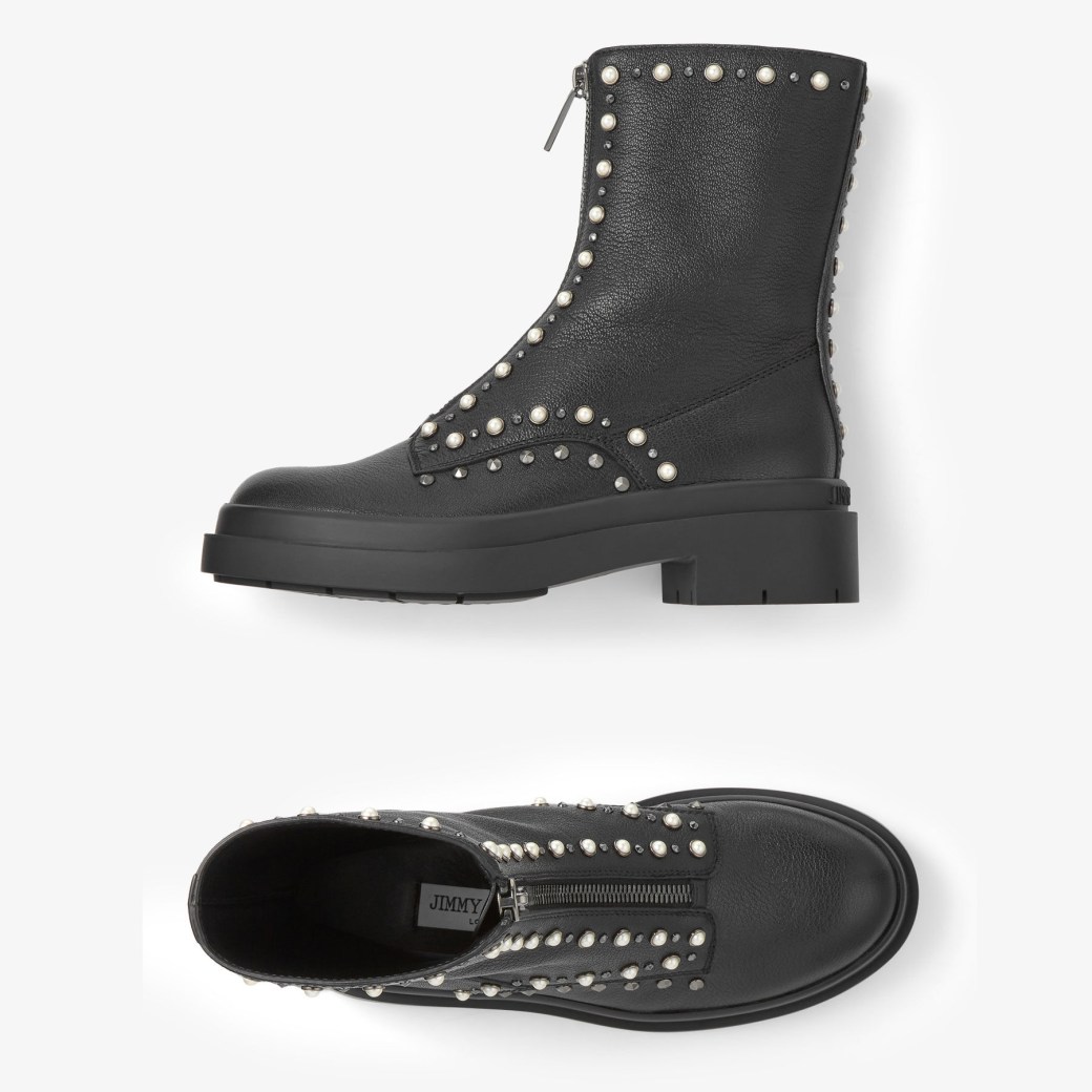 Flat top studded booties