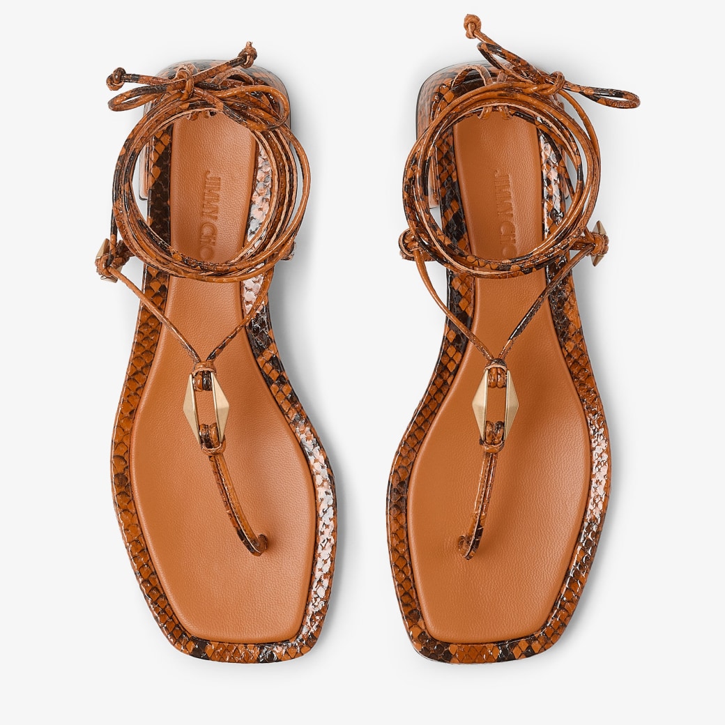 Onyxia Flat|Copper/Gold Snake Print Flats| JIMMY CHOO AU