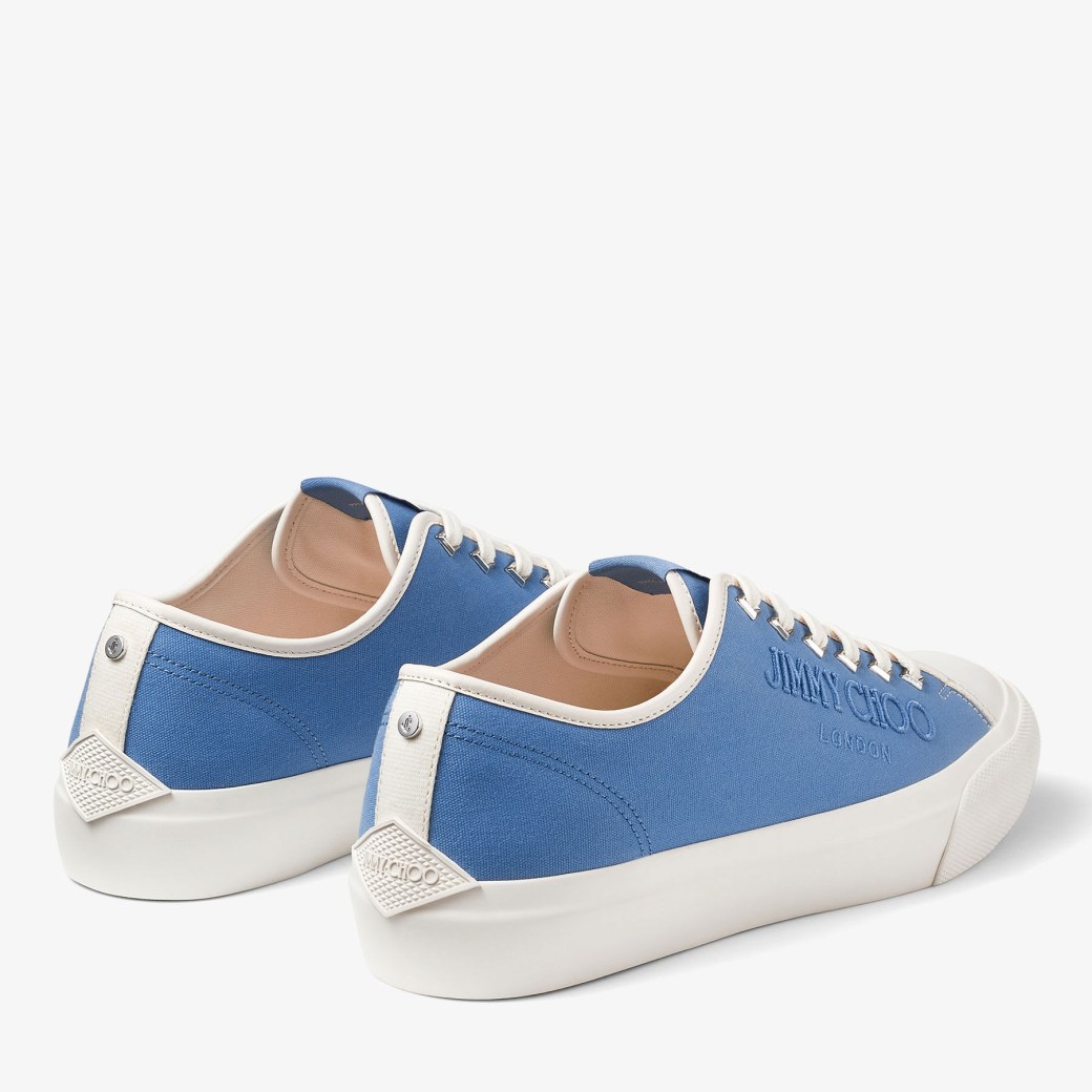 PALMA M Scarpe sportive low top in tela denim e caffellatte con logo ricamato Nuova collezione JIMMY CHOO