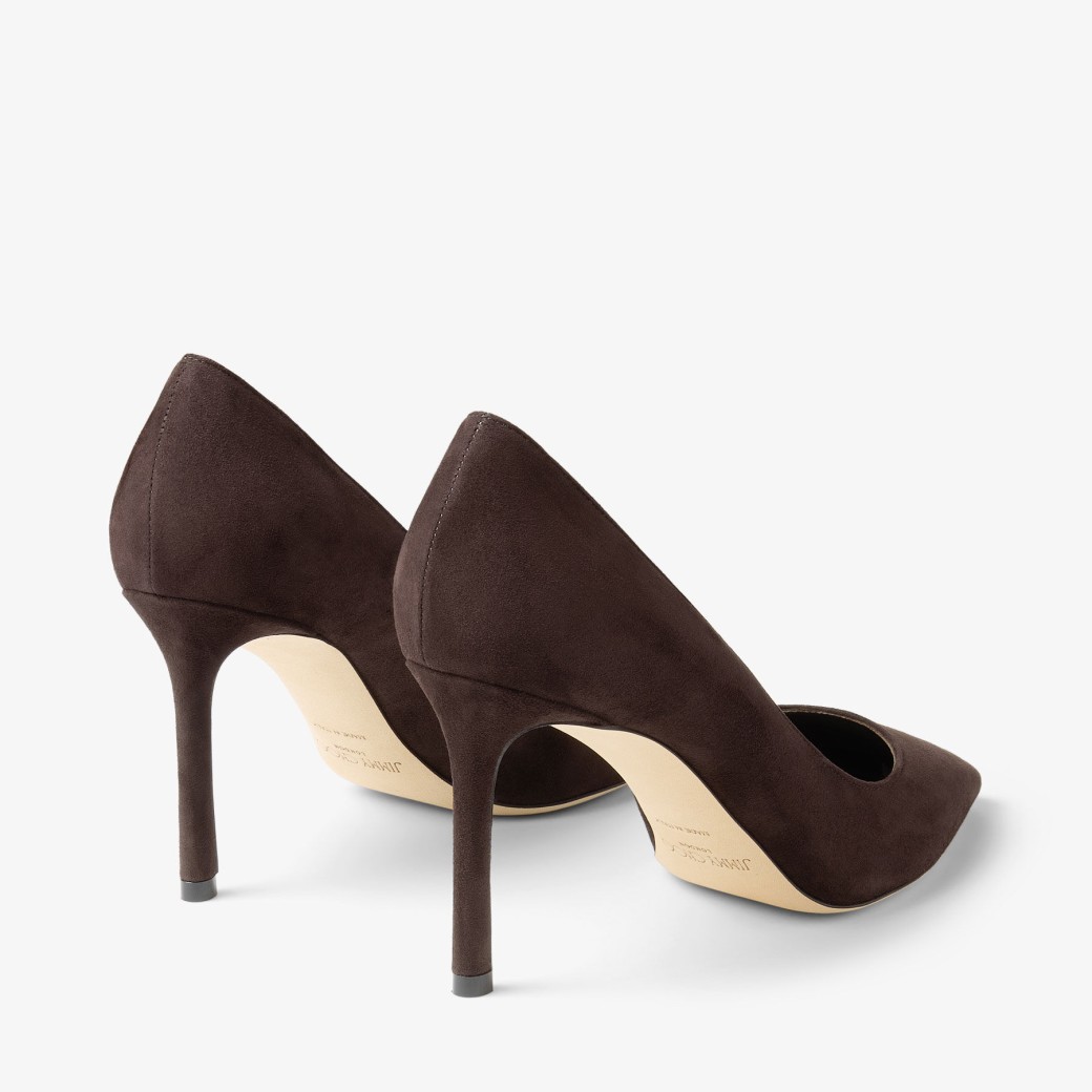 Romy 85 Coffee Tonal Suede Pumps JIMMY CHOO