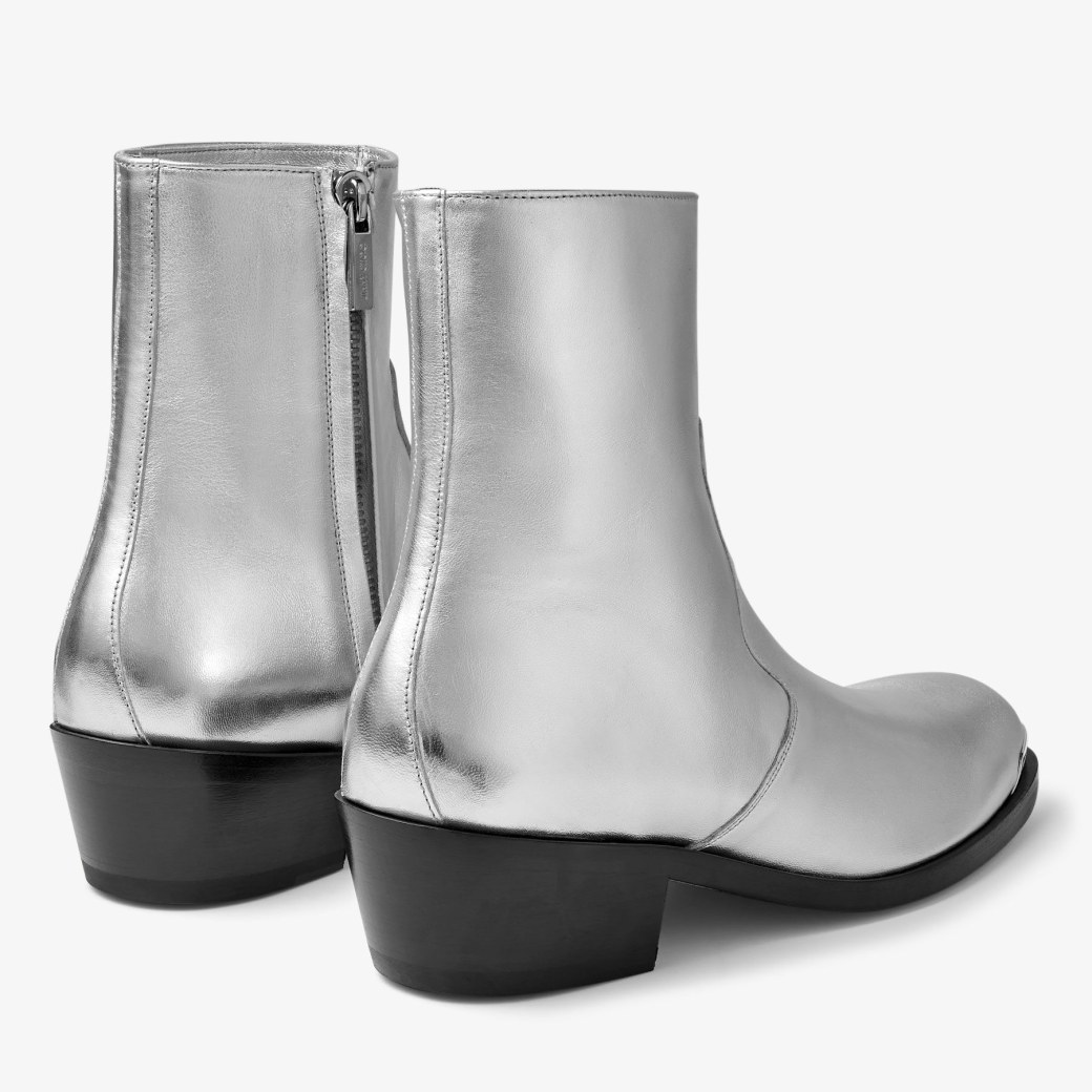 Metallic silver ankle boots deals