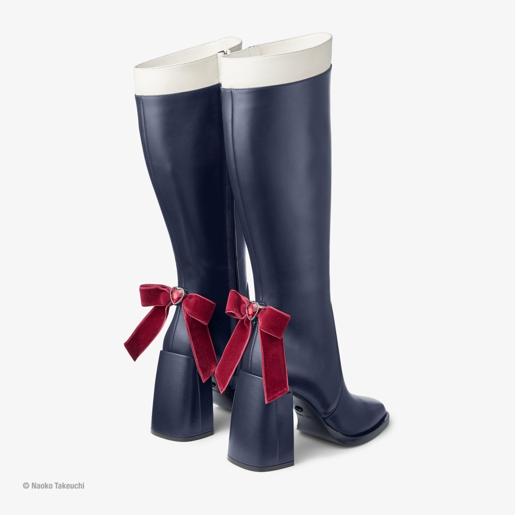 Sailor Pluto Boot 95 Navy Black Leather Boot JIMMY CHOO