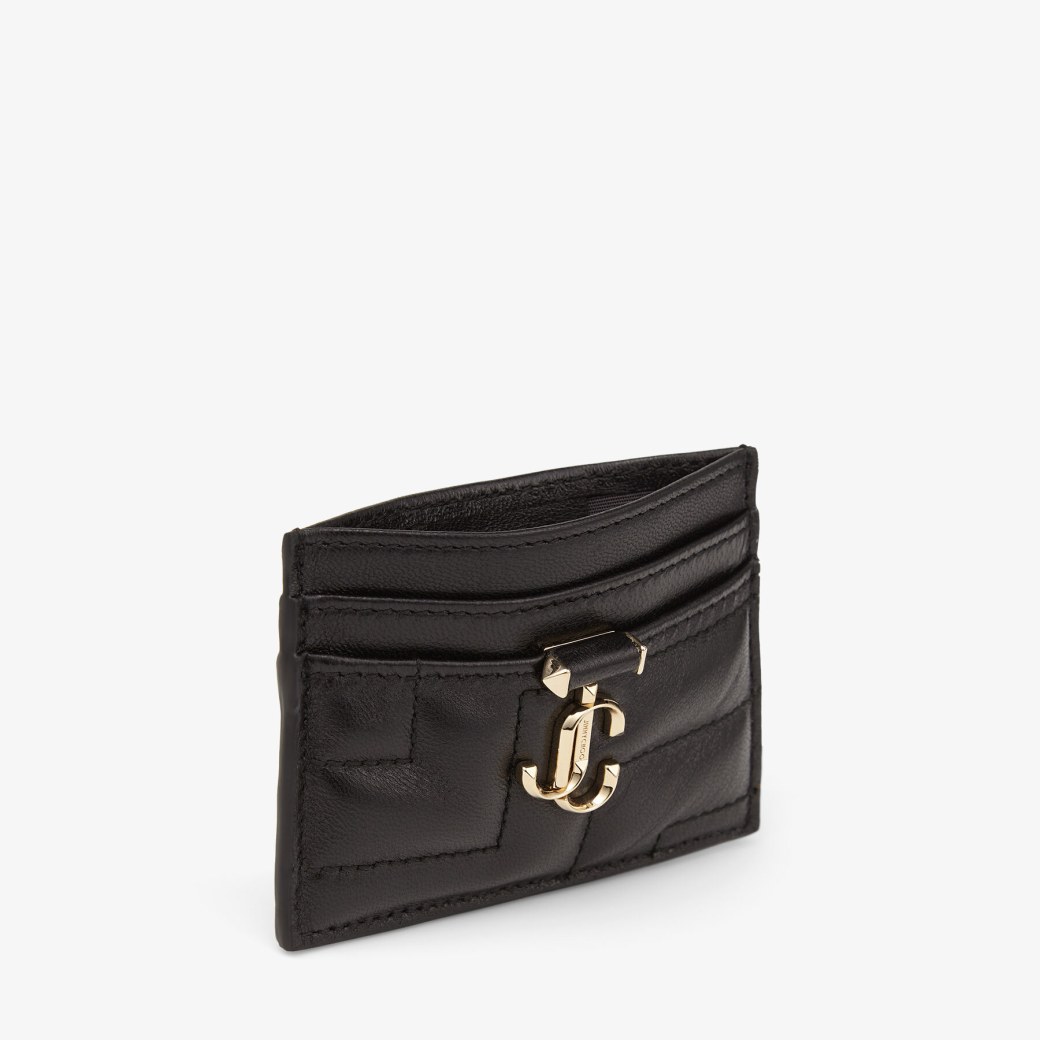 Black Avenue Nappa Leather Card Holder with JC Emblem | UMIKA | Autumn 2022  collection | JIMMY CHOO