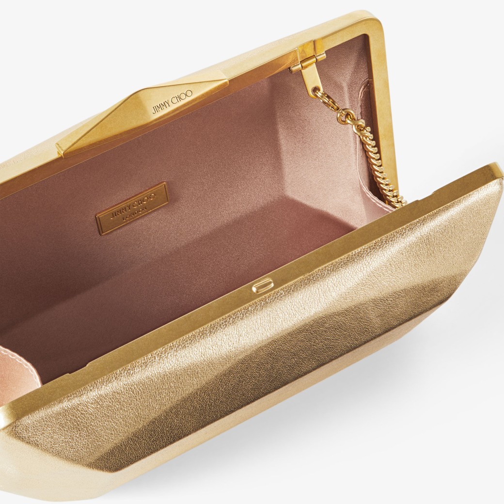 Women's Gold Diamante Box Clutch