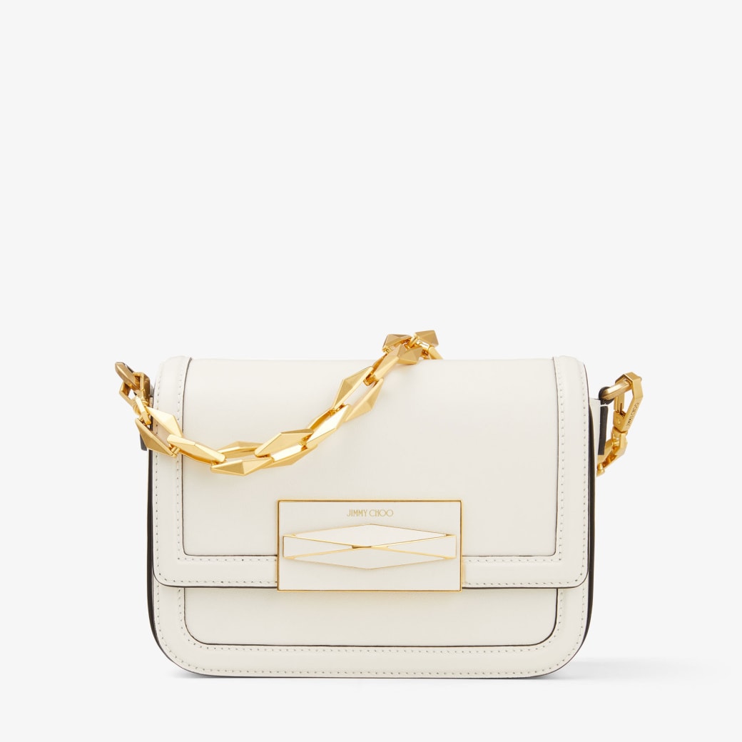 Diamond Crossbody | Latte Smooth Calf Leather Top Handle Bag | JIMMY CHOO