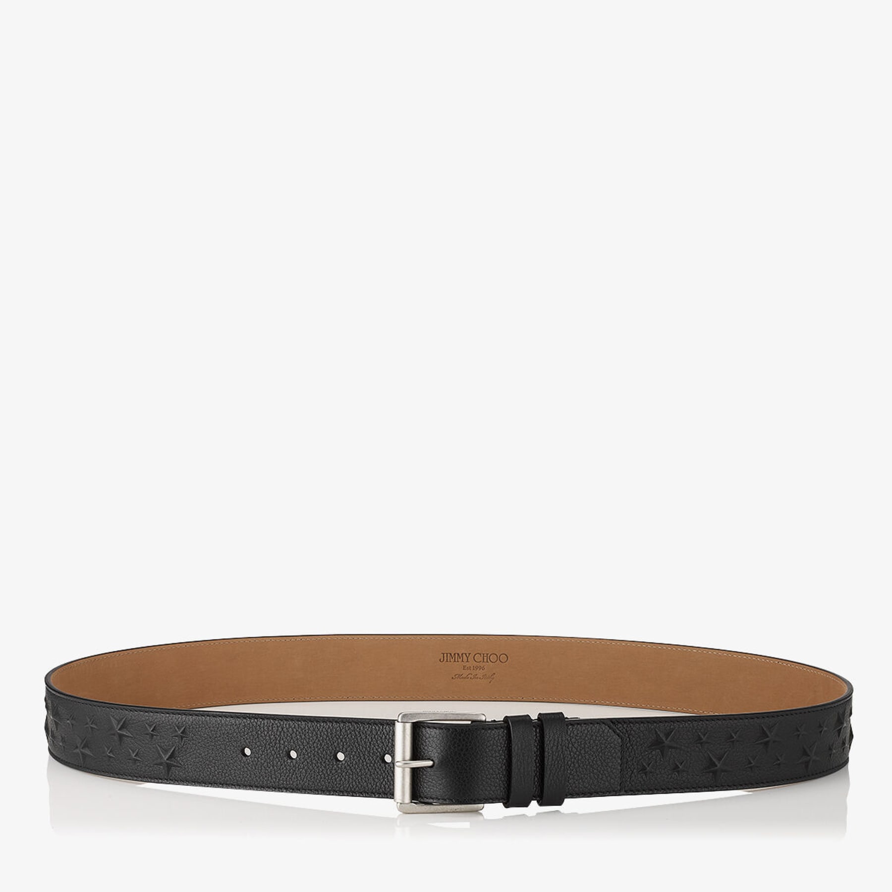 Designer Black Leather Belt with Embossed Stars | Archer | JIMMY 