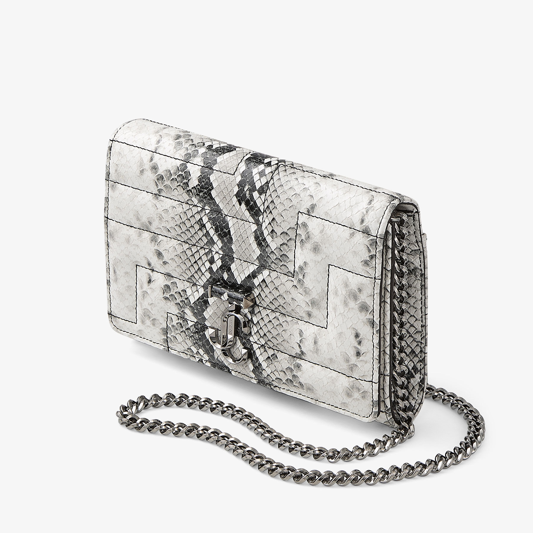 Silver snake print clutch bag discount