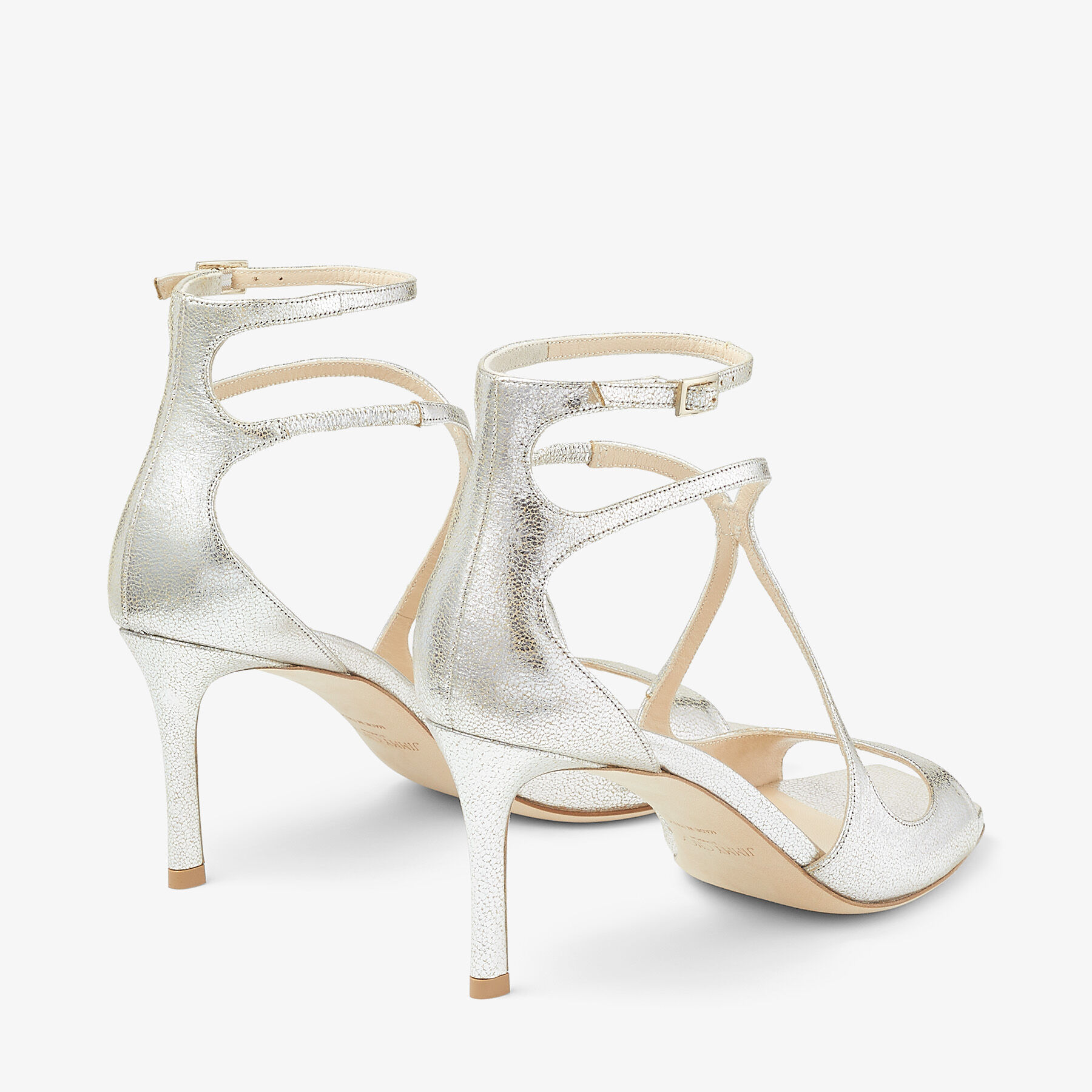 Champagne Glitter Leather Sandals AZIA 75 Summer 2022