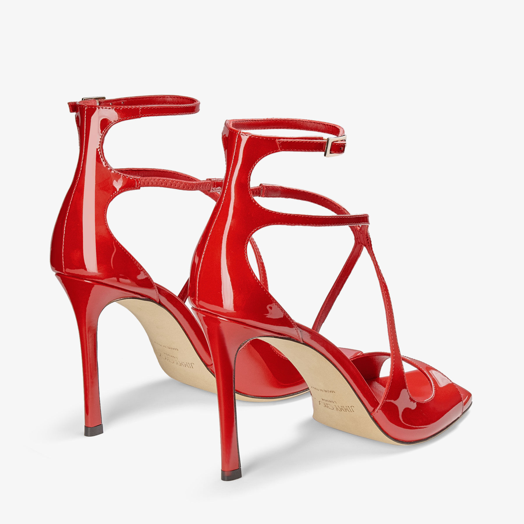 Azia 95 Postbox Red Patent Leather Sandals JIMMY CHOO