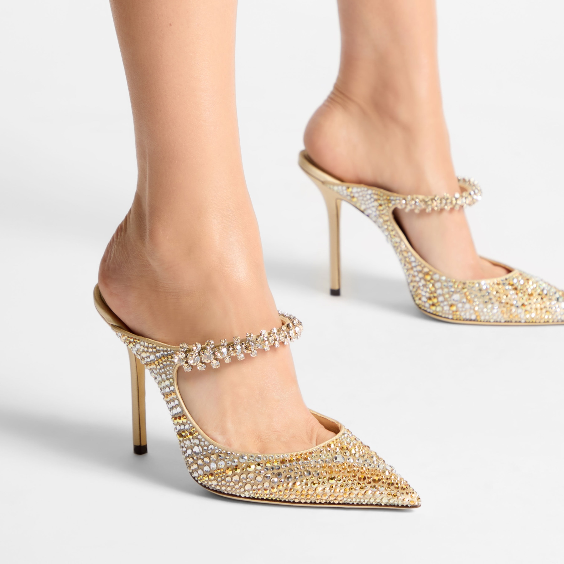 Bing 100 Gold Mix Satin Crystal Pumps JIMMY CHOO UK