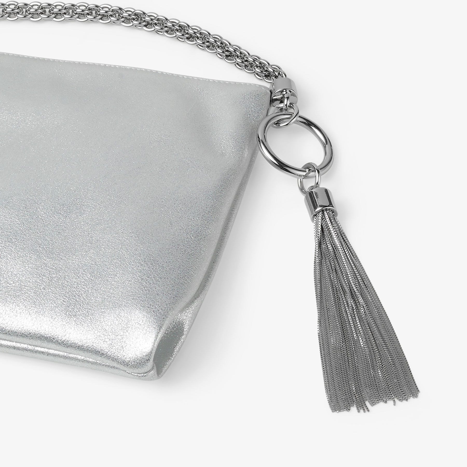 Silver Metallic Leather Clutch Bag Callie Pre Fall 18 JIMMY CHOO